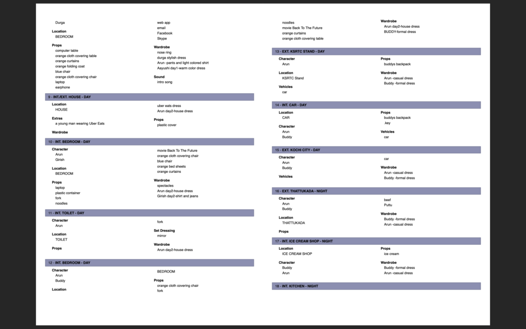 Exported Script Breakdown from Celtx