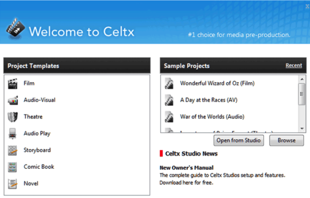 Old Celtx Desktop Client